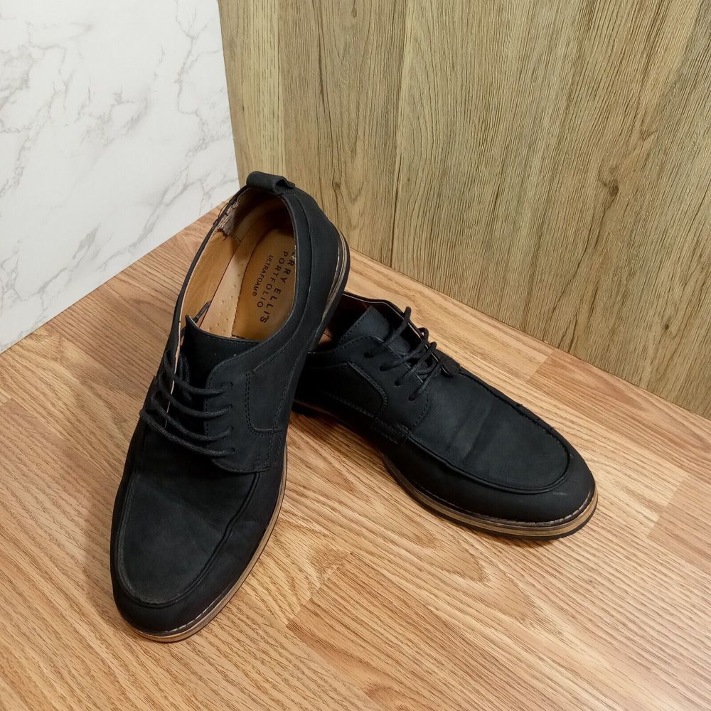 Perry‎ Ellis Shoes Portfolio Mens Sz 10.5 Damon Casual Dress Shoes Black Suede